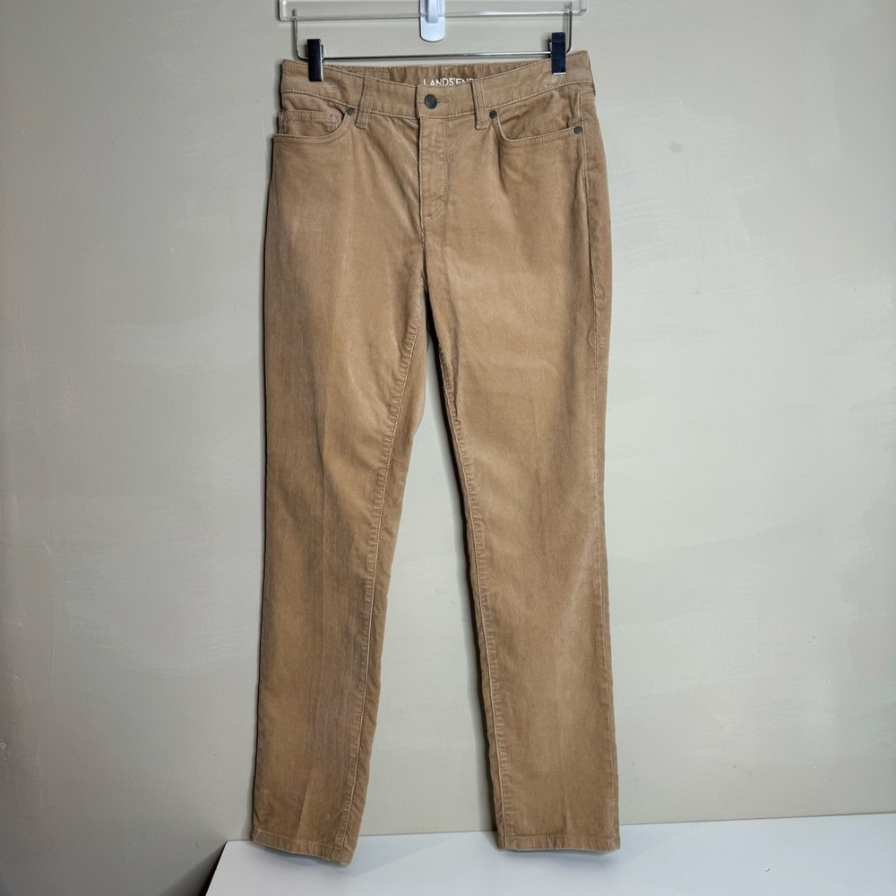 Lands’ end Mid Rise Slim Tan Khaki Cotton Blend Corduroy Pants